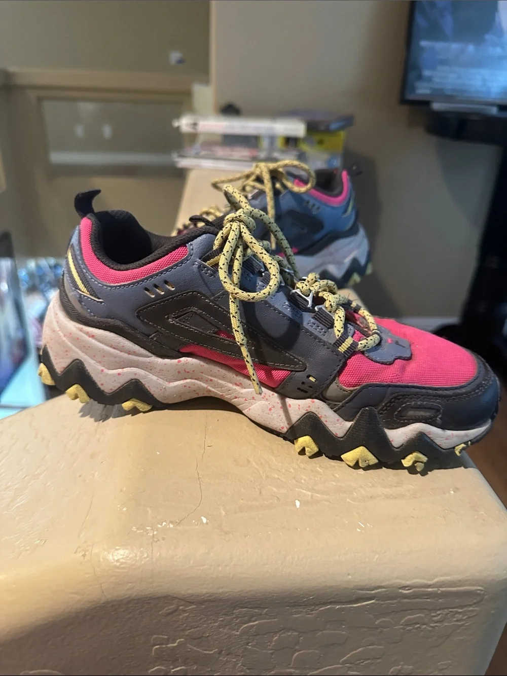 Fila Women's Pink, Black & Yellow Trail Sneakers
